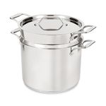 All-Clad Simply Strain Stainless Steel Stockpot, Multipot with Insert & Lid, 12 Quart Induction Oven Broiler Safe 600F, Strainer, Pasta Strainer with Handle, Steamer Pot, Pots and Pans, Silver