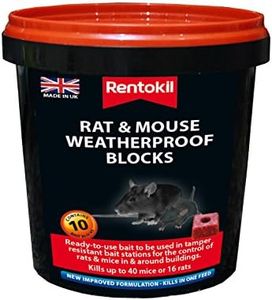 Rentokil PSMR42 Mouse & Rat Weatherproof Blocks - 10x20g Sachet, Black, 11.5 x 11.5 x 11.5 cm
