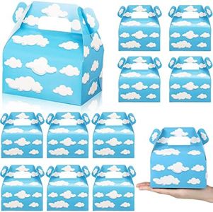 Tinlade Blue Sky White Clouds Treat Boxes Cartoon Gable Candy Bag Story Theme Party Supplies Paper Gift Favor Boxes Goodie Cardboard Bags for Birthday Party Baby Kids Shower Decorations (12)