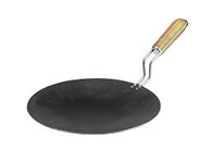 India Bazaar CONCAVE MS Black Iron TAWA Wire Handle/PAN Iron Crepe Pancake CHAPATI ROTI PAN DOSA TAVA PAN CONCAVE TAVA (10")