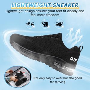 Women’s Running Shoes – Breathable Mesh Air Cushion Trainers, Black