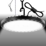 Viugreum 300W LED UFO High Bay Light, 6500K Daylight White 30000LM Workshop Lighting, IP65 Ultra Thin Commercia Shop Industrial Lamp Area Lights Fixtures with 50CM Chain for Workshop Factory