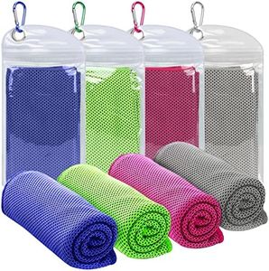 Toplive Cooling Towels [4 Pack], Soft Breathable Ice Towel Microfiber Cool Towel Chilly Towel 35 X 12 Inch for Yoga, Gym, Workout, Camping, Fitness, Workouties (Blue + Rose Red + Green + Grey)
