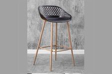 Qwqbuy Cozy Bar Stool with Wooden Legs High Counter Bar Stool Suitable for Kitchen Reception Food Court Study Dining Cafeteria Pub (Black)