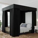 Hvqic Black Canopy Bed Curtains - 4