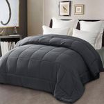 Exclusivo Mezcla 7.5 Tog Double Size Down Alternative Duvet Quilted Duvet Insert with Corner Tabs for All Seasons - Breathable, Lightweight and Machine Washable (200x200 CM, Grey)