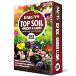 Hardys 25L Top Soil for Garden & Lawn - Loam Soil/Sand Based, Enriched Top Soil | Ideal for Grass Seeding, Levelling, Plant Soil Beds, Borders - Graded Soil for Plants Outdoor