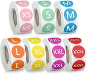 Misofuki 3500 Pcs 7 Rolls 7 Sizes 7/8 Inch Clothing Size Stickers, Colorful Coded Round Self Adhesive Apparel Size Labels for Clothing T Shirts Trousers Skirt Retail (XS,S,M,L,XL, XXL,XXXL)