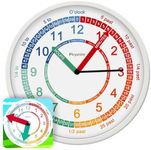 Playcrate Kids Wall Clock Silent Movement - Learning Clock - Early Development Easy to Tell Time Teacher - Educational Silent Analogue - Learn to Tell the Time Includes Follow Along Aid