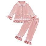 Toddler Baby Girls Pyjamas Sets Long Sleeve Button Down Velour Nightwear 2 Piece Tops Pants Sleepwear Outfits Pjs for Girls