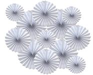 Bestage 12 Pcs Decoration Hanging Party White Paper Fans Set for Birthday Wedding Graduation Events Accessories (12 Pcs White)