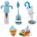 3 Pcs Tea Strainer, Tea Leaf Infuser, Tea Strainer for Loose Tea, Silicone Loose Leaf Herbal, Cute Tea Filter, Tea Strainers with Drip Tray, Herbal Spice Filter Diffuser for Mug Cups, 3 Types