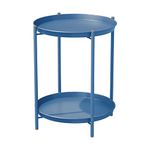 Grand patio Side Table 2-Tier Coffee Table Round End Table for Patio Garden Outdoor Living Room Bedroom -Peacock Blue