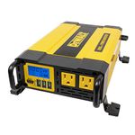 DEWALT DXAEPI1000 Power Inverter 1000W Car Converter with LCD Display: Dual 120V AC Outlets, 3.1A USB Ports, 12V DC Adapter, Battery Clamps