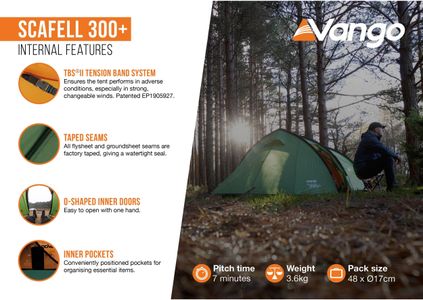 Vango Scafell 200 2-Person Tent – Lightweight Waterproof Hiking & Camping