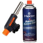 HACER Automatic Camping Blowtorch with Butane Gas Canister Welding Fire Gun Multi-Functional Handheld Soldering Torch Adjustable Flame Kitchen Lighter for Welding Resin Art Baking