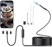 Endoscope Inspection Camera, Hopefox Wifi USB Endoscope Camera Flexible Rigid Snake Camera with 6 LED Lights, 7.9mm IP67 Waterproof Tube Sink Pipe Drain Camera for Android, iPhone, iPad(9.8FT)