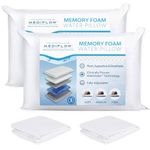 Mediflow Water Pillow Memory Foam Re-Invented with Waterbase Technology-Clinically Proven to Reduce Pain and Improve Sleep Quality. Perfect for Those Who Desire More Neck Support, Value Pack, White