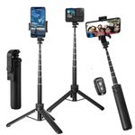 Selfie Stick Tripod,50"Wireless Remote/Extendable Selfie Stick Tripod,Mini Small Tripod ,Compatible with iPhone/Samsung/Huawei/Gopro and Cameras