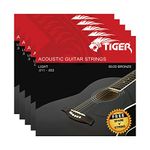 TIGER AGS-5-SL Acoustic Guitar Strings - Super Light (.011-.052) - Steel Strings for Acoustic Guitar - Pack of 5