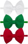 YanJie HAIRBAND for Baby Girls - Christmas Bows Elastic Nylon Headband with Bows - Hair Accessories Infant Toddler - 3 Pack - Red White Green