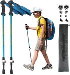 ALYEEPLOR 2PCS Adjustable Carbon Fiber Kids Hiking Poles, Lightweight Collapsible Trekking Poles for Hiking, Ski, Outdoor Activities, Hiking Stick Gear (Blue, Carbon Fiber)