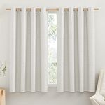 PONY DANCE Thick Linen Curtains for Living Room, Broken White, 100% Blackout Curtains, Noise Reduction, Window Protection, Privacy Protection, Bedroom, Width 117cm, 2 Panels