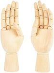 POPETPOP 2pcs Wooden Hand Model Wood Mannequin Hand Flexible Movable Fingers Manikin Hand Figure for Arts Drawing Sketching Painting