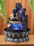 Welcome Indoor Buddha Fountain Decorative Table Water Fountain for Indoor Outdoor Garden Home Decor Living Room Bedroom Hall Showpiece Decoration Gift Items Multicolour Resin Fountain for Living Room