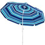 MEWAY 6.5ft Beach Umbrella with Sand Anchor & Tilt Mechanism, Portable UV 50+ Protectionï¼Å’Outdoor Sunshade Umbrella with Carry Bagï¼Å’for Garden Beach Outdoor (Green Stripes)