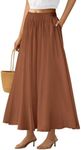 PRETTYGARDEN Women's Maxi Skirts 2025 Summer Trendy Ruffle High Waisted Casual Long Flowy Skirt with Pockets (Brown,Medium)