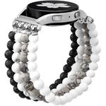 Natural Stone Bracelet Beaded Bands Compatibe with Samsung-Galaxy Watch 4 Band/Watch 5 Band/Watch 6 Band 40mm 44mm, Galaxy Watch 6/Watch 4 Classic 42mm 46mm Band, 20mm Elastic Band for Galaxy Watch Active 2 Women