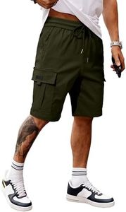 JMIERR Mens Shorts Casual Stretch Classic Drawstring Summer Work Hiking Outdoor Cargo Shorts with Pocket,US 32(S),Green