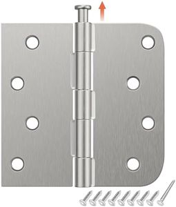 HOSOM 18 Pack Brushed Nickel Exterior Door Hinges 4 Inch, 5/8" Radius, Removable Pin, Perfect for Heavy-Duty Front & Back Door, Antirust & No Squeaks