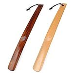 nuoshen 2 Pcs Long Shoe Horn, 15 in Professional Wooden Long Handle Shoehorns Comfortable Shoe Lifter for Boots, Athletic and Tennis Shoes