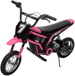 Hetoy 24V Electric Dirt Bike for Kids, 350W Kids Electric Motorcycle, Up to 14.29 MPH, 2-Speed Modes, Max Weight 135 lbs (Pink, 7)