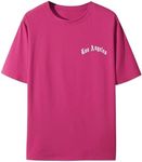 OYOANGLE Men's Graphic Letter Print Short Sleeve Tee Shirts Casual Summer T-Shirt Top Hot Pink Small