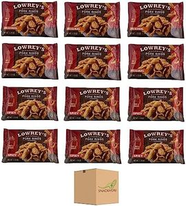 Lowrey's Microwave Pork Rinds Pork Skins Variety 12 Pack Includes 6 Each of 2 Flavors- Lowreys Pork Rinds Micrrowavable Original and Lowreys Microwave Pork Rinds Hot and Spicy. Chicharrones Pork Rinds
