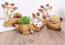 Three Unique Shape Deer Cute Mini Succulent Pot Indoor Desktop Plant Holder Home Office&Garden Decor Small Cacti Bonsai Pot Flower Pot Creative Animal Home&Garden Decor,for-PR CREATIONS