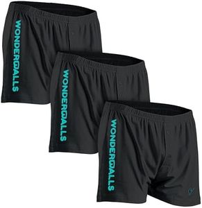 Wonderballs Sport Boxer Underwear for Men - Black, Small, (Pack of 3) - Ultra-Soft & Breathable Pima Cotton & Modal Blend - Athletic Underwear Boxer Shorts for Men