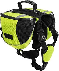 Lifeunion Polyester Dog Saddlebags Pack Hound Travel Camping Hiking Backpack Saddle Bag for Small Medium Large Dogs (Neon Green,M)