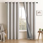 CUCRAF 100% Total Blackout Curtains 108 Length for Window Treatment,Faux Linen Thermal Insulated Grommet Drapes for Bedroom/Living Room,Set of 2 Curtain Panels(Off White, 52 x 108 inches)