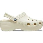 Crocs Women's Classic Platform Clogs, Platform Shoes, Bone, 7 Women