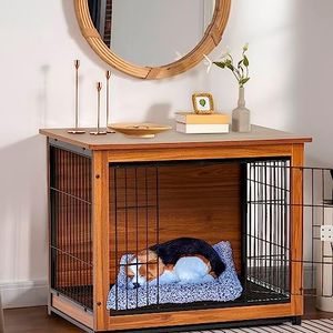 Furniture Style Dog Crate, Side End Table Wooden Dog Cage with Removable Tray, Modern Kennel, Decorative Pet Crate Dog House, Furniture Style Dog Crate for Small Medium Dog