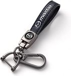 Car Key Ring for Car Key Fob,Leather Car Key Chain Replacement with Logo Compatible with Mazda M2 M3 M5 M6 MX5 RX7 RX8 A8 CX9 MX6 R3 CX-5 CX-7 CX-8,Car Key Fob Key Strap Key Holder,Unisex Black