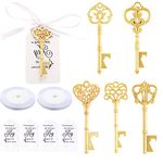 WODEGIFT 50 PCS Bridal Shower Favors Key Bottle Openers,Wedding Favors,Gifts,Decorations or Souvenirs for guests Bulk ,Bridal Shower Party Favors with Card Tag and Chains (Gold)