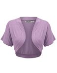 Lock and Love Women's Versatile Open Front Lightweight Short Sleeve Bolero Shrug, Wsk1785_lilac, Large