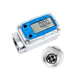 Watflow 1“NPT Turbine Flow Meter with Digital LCD Display for Measure Diesel Kerosene Gasoline, Blue, 5-50GPM,