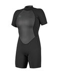 O'Neill Women's Reactor-2 2mm Back Zip Short Sleeve Spring Wetsuit, Black/Black, 12