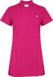 Proluxe Signature Button Beauty Tunic - Hairdressing Massage Therapist Spa Health Work Nail Salon Uniform (Fuchsia, 14)